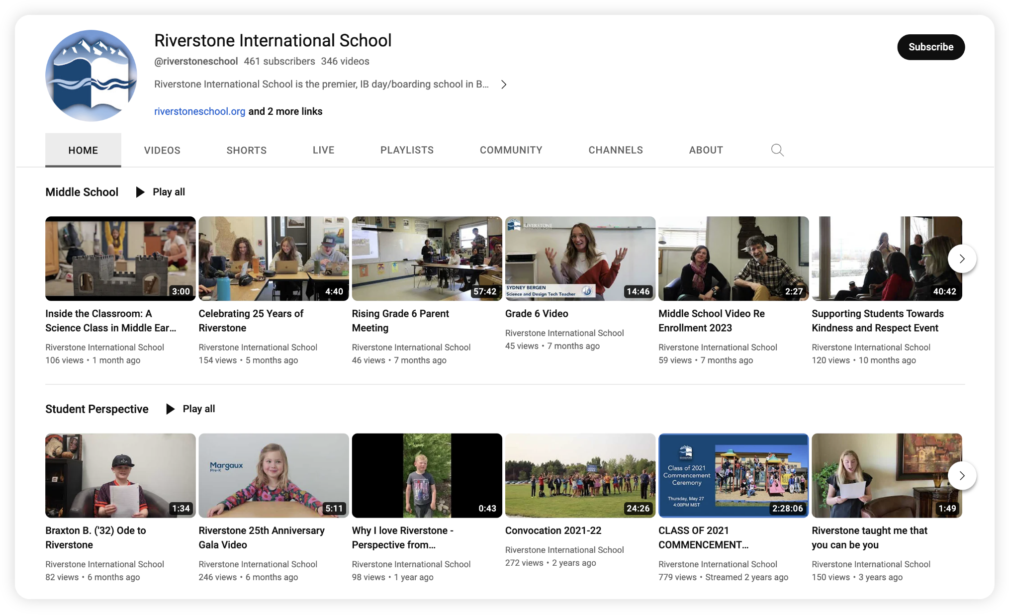 Playlists on Riverstone International School’s channel