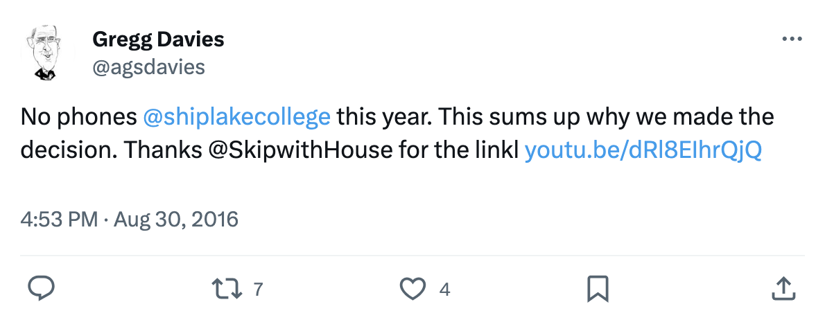 Gregg Davies’ post on phones in schools