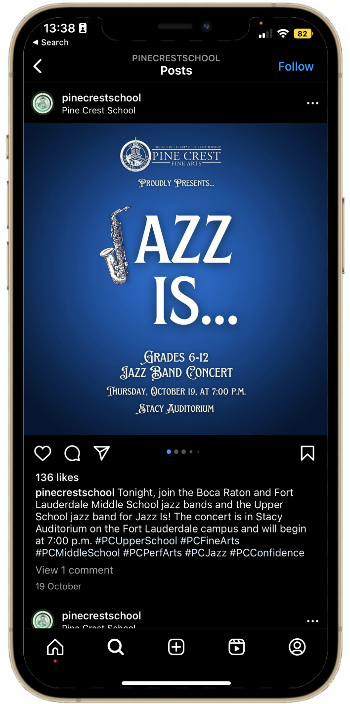 Pine Crest School ’s usage of branded hashtags on Instagram