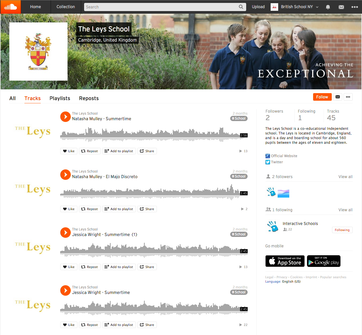   The Leys School Cambridge  SoundCloud account.  