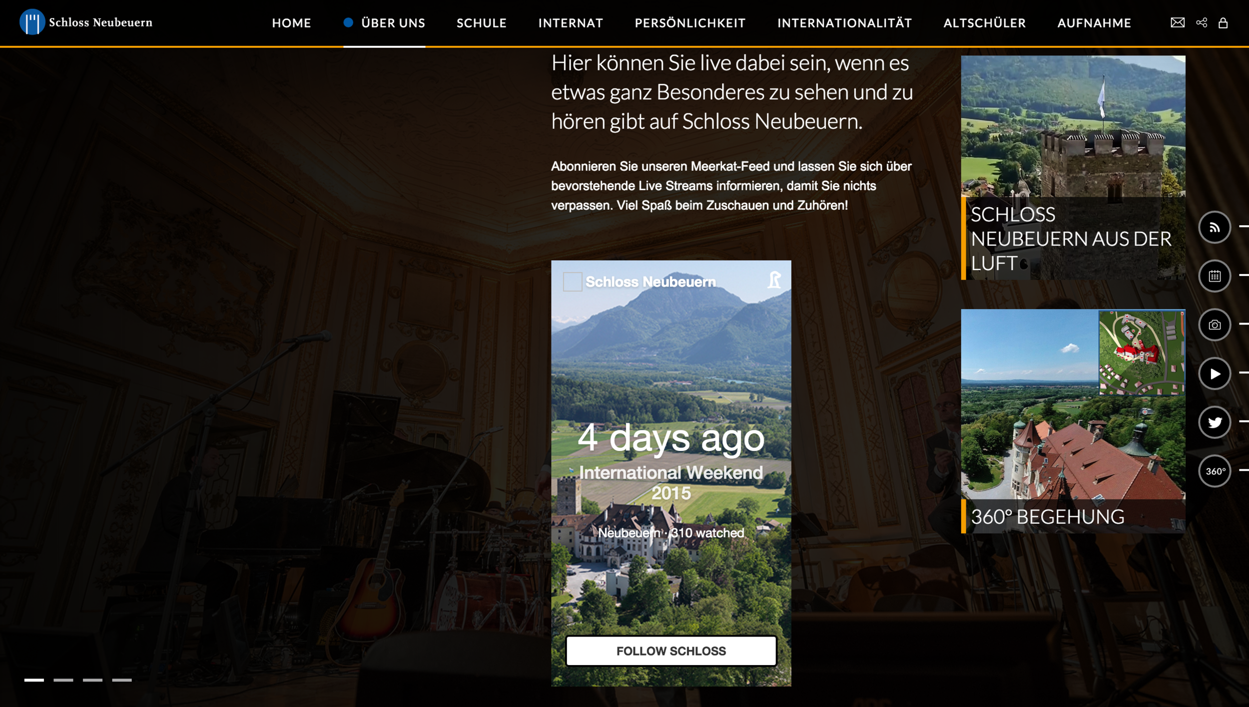 Schloss Neubeuern use live streaming to engage with parent, prospects and their international community.