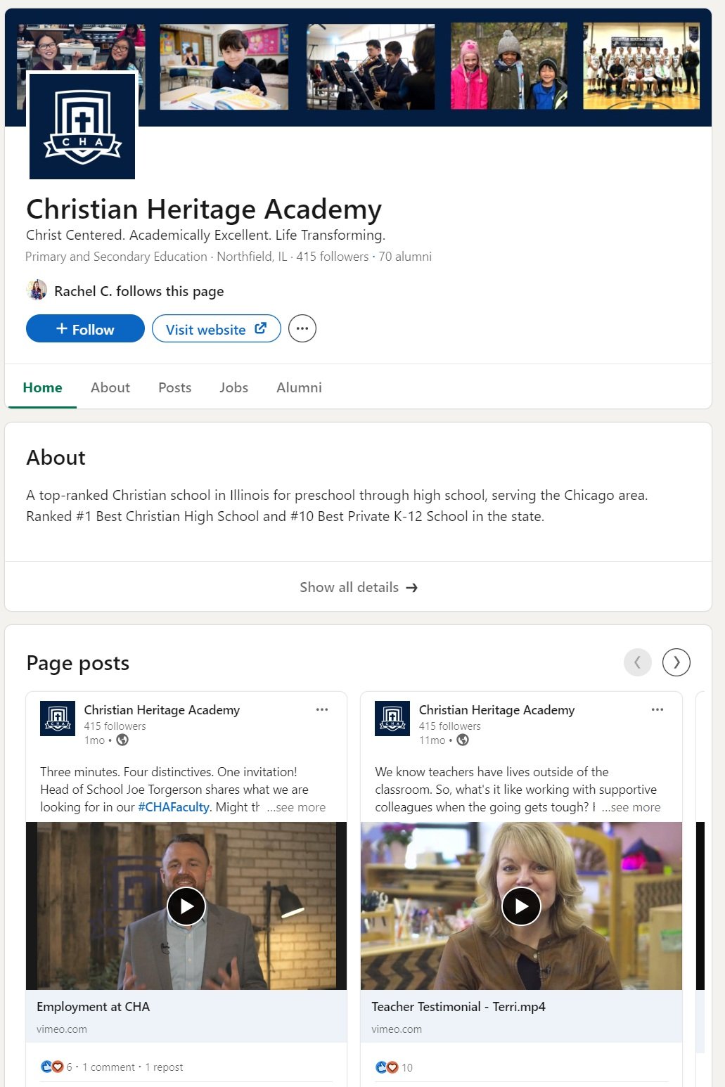 Christian Heritage Academy LinkedIn